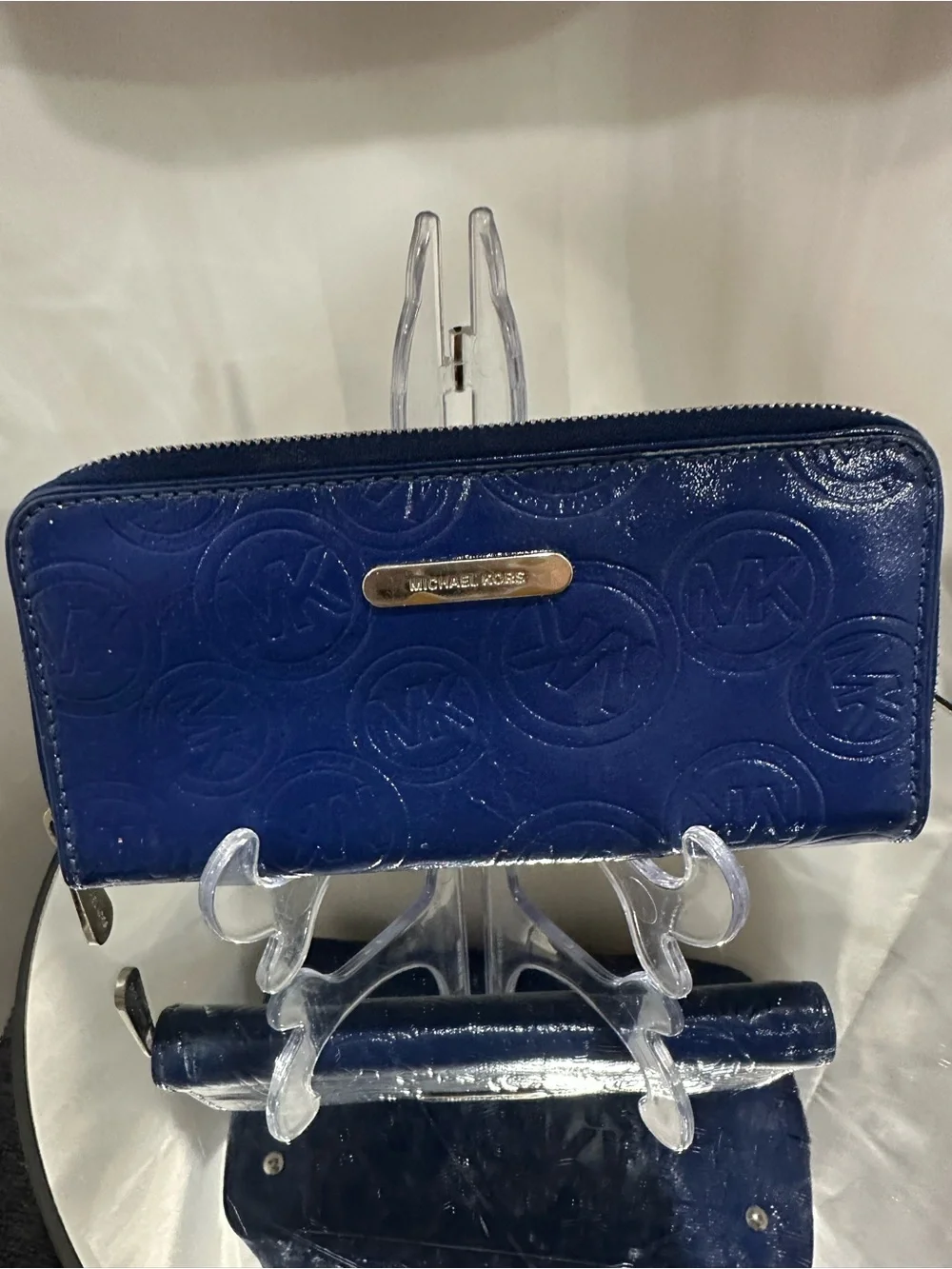 Michael Kors Blue Tote Bag with Gold Accents